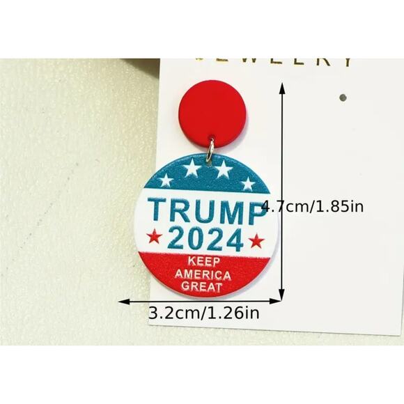 NEW TRUMP Earrings Drop Trumplican Hair Election Vote America - Picture 4 of 4